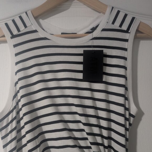 ATM Anthony Thomas Melillo | Classic Jersey Stripe Sleeveless Twist Dress - Picture 10 of 14